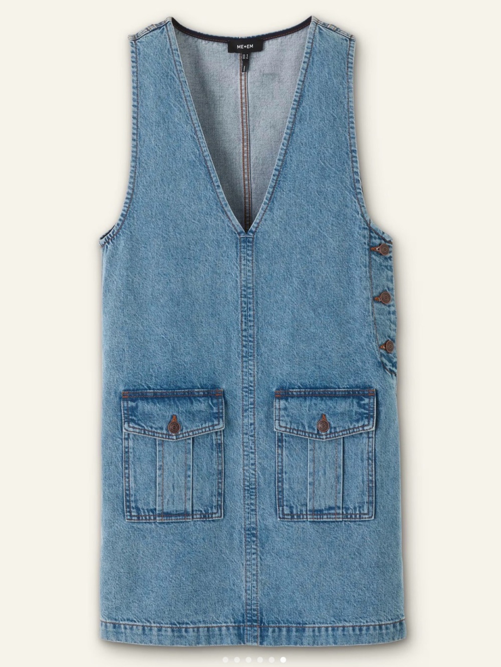 ME+EM Light Blue Denim Pinafore Dress - Picture 7 of 15